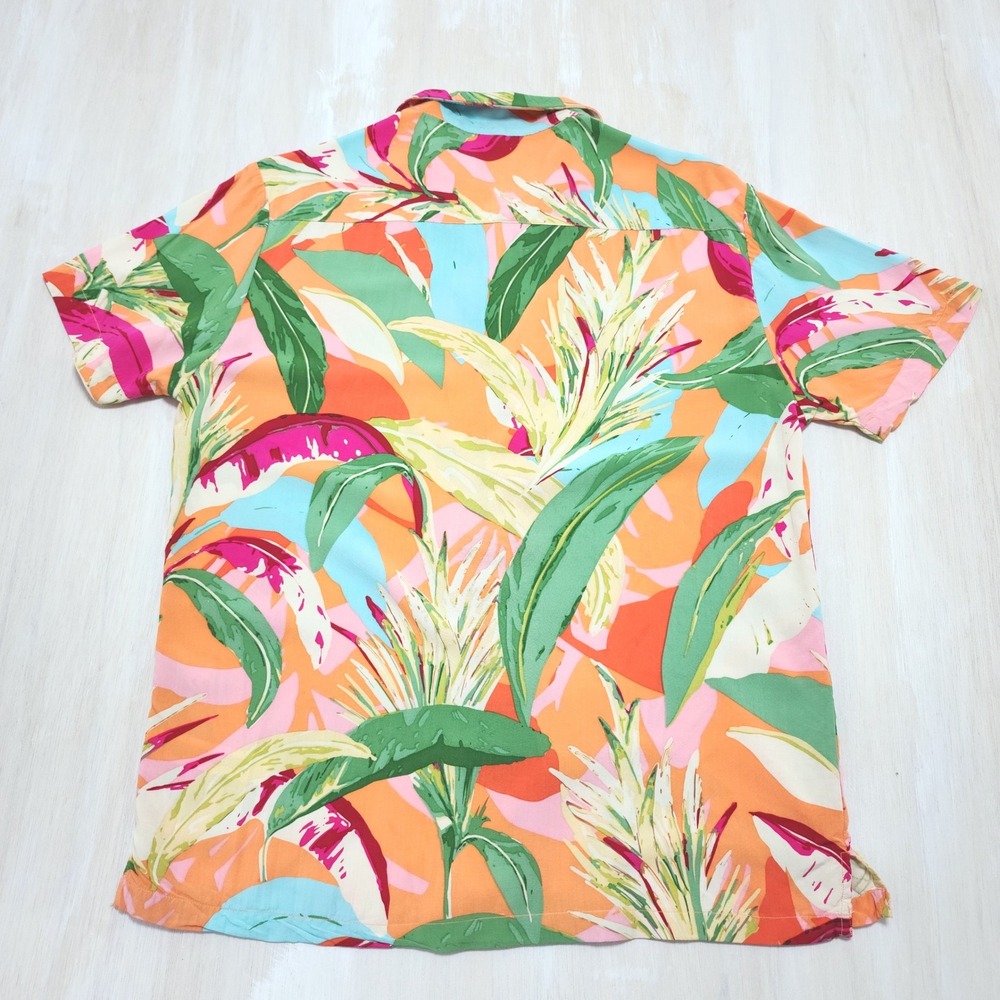 Cactus Man Ricky Singh Mens Medium Tropical Leaf Print Camp Shirt hawaiian